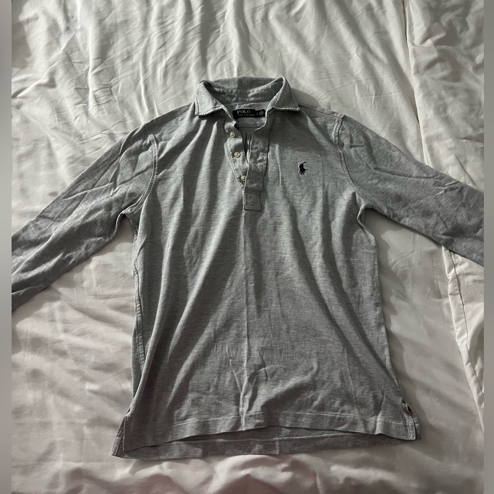 Grey long sleeve collard ralph lauren